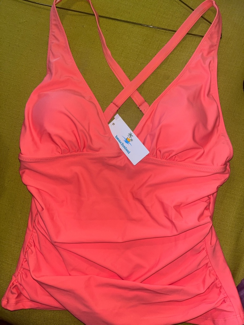 Cupshe Coral-Orange Crossback Tankini Top
